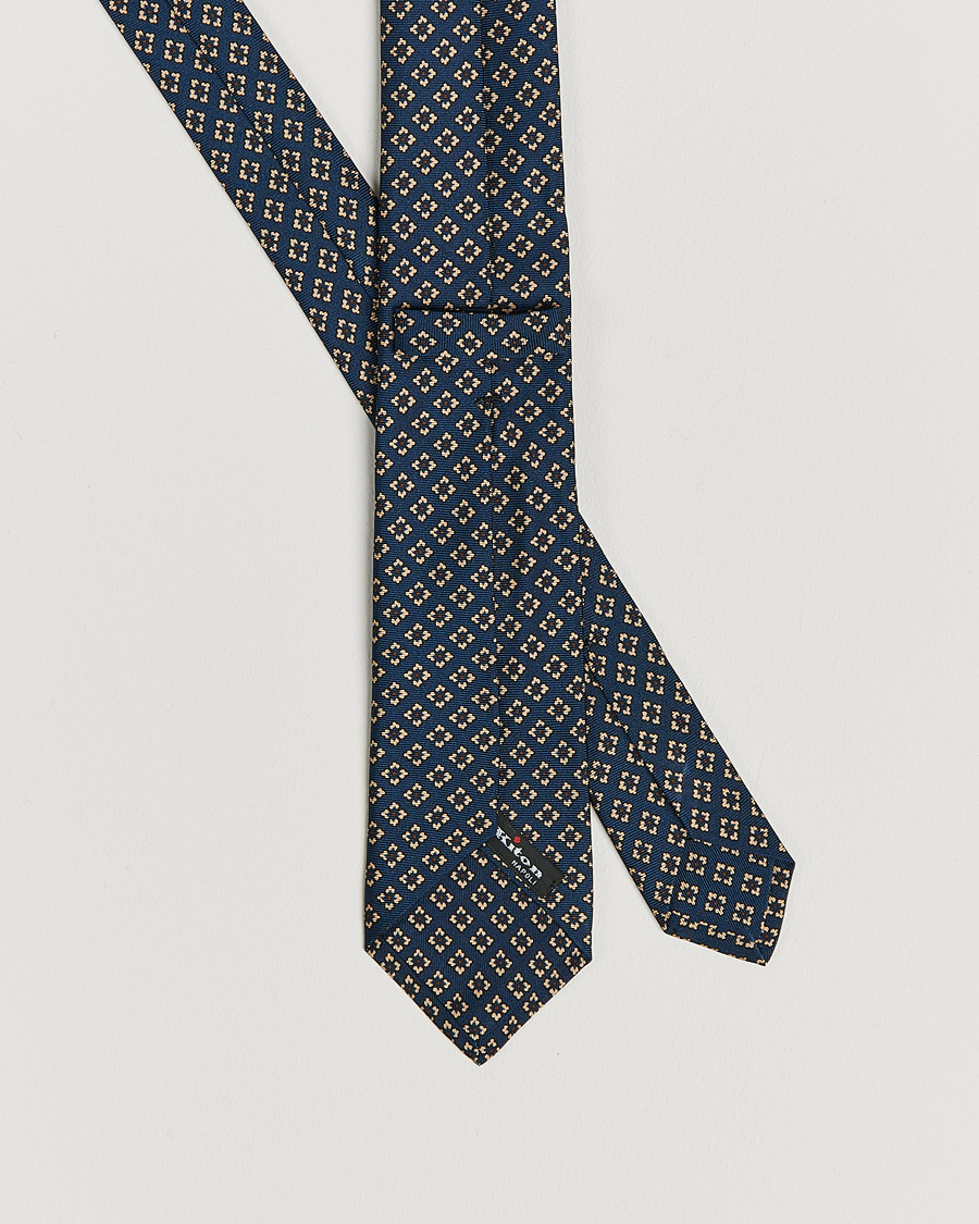 Men | Kiton Micro Flower Silk Tie Navy | Kiton | Micro Flower Silk Tie Navy