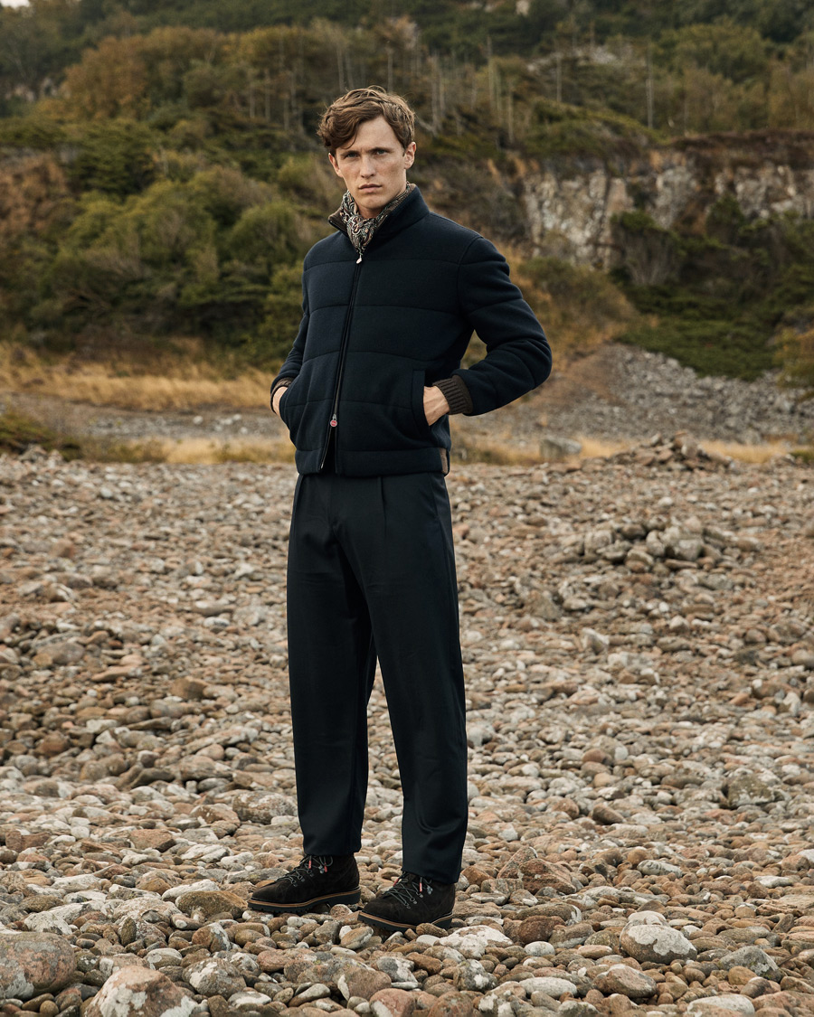 Men | Coats & Jackets | Kiton | Pile Cashmere Down Jacket Navy