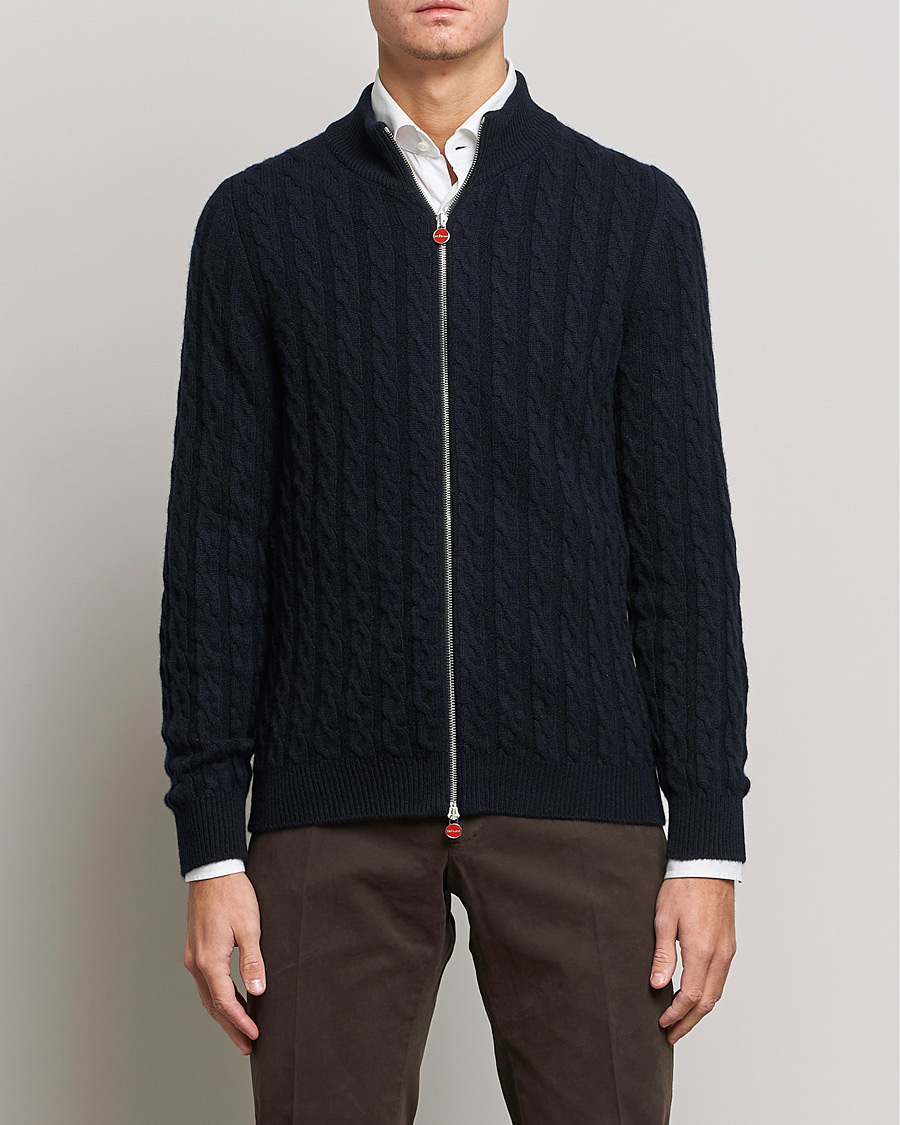 Men | Kiton | Kiton | Cashmere Cable Zip Sweater Navy