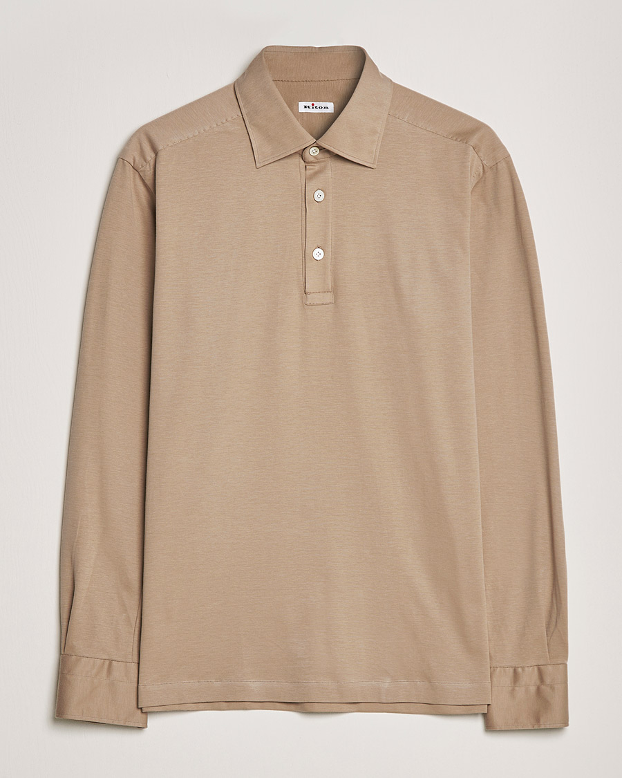 Men | Sweaters & Knitwear | Kiton | Long Sleeve Polo Shirt Beige