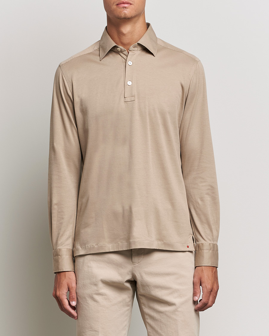 Men | Sweaters & Knitwear | Kiton | Long Sleeve Polo Shirt Beige