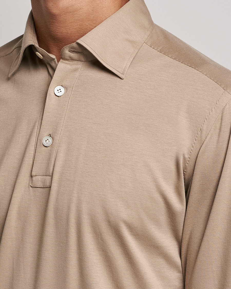 Men | Sweaters & Knitwear | Kiton | Long Sleeve Polo Shirt Beige