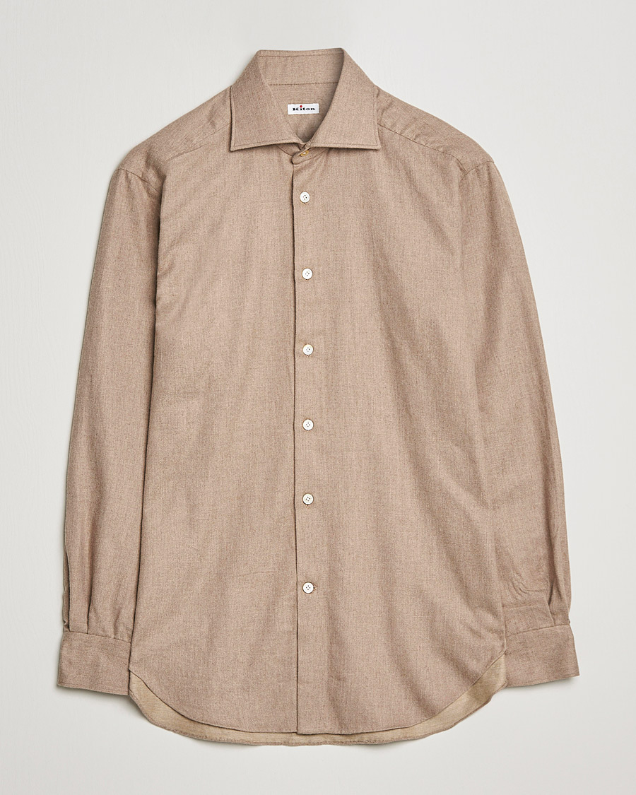 Men | Shirts | Kiton | Slim Fit Flannel Shirt Beige