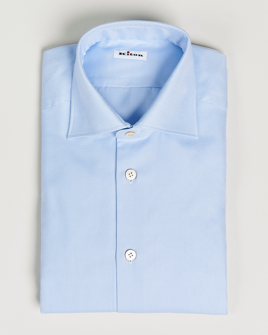 Men | Shirts | Kiton | Slim Fit Royal Oxford Shirt Light Blue