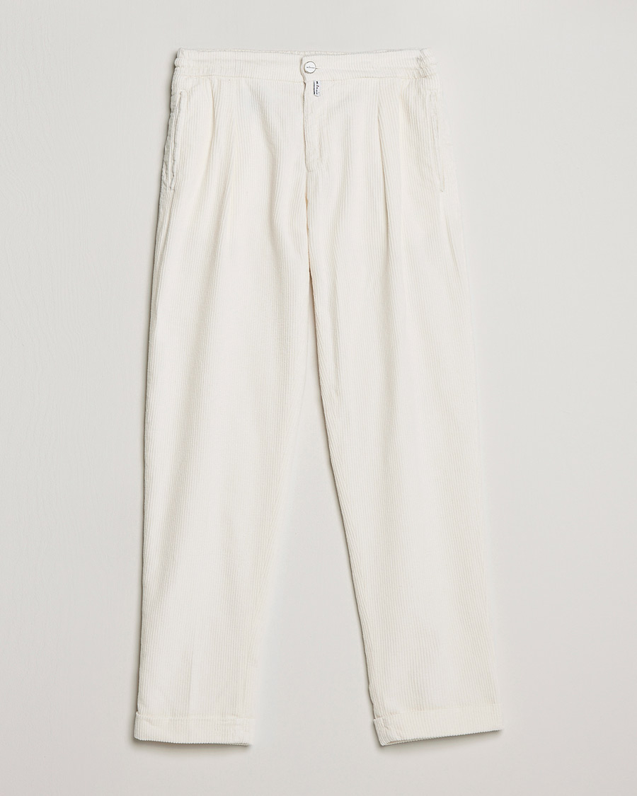Men | Trousers | Kiton | Slim Fit Cashmere Corduroy Trousers Off White
