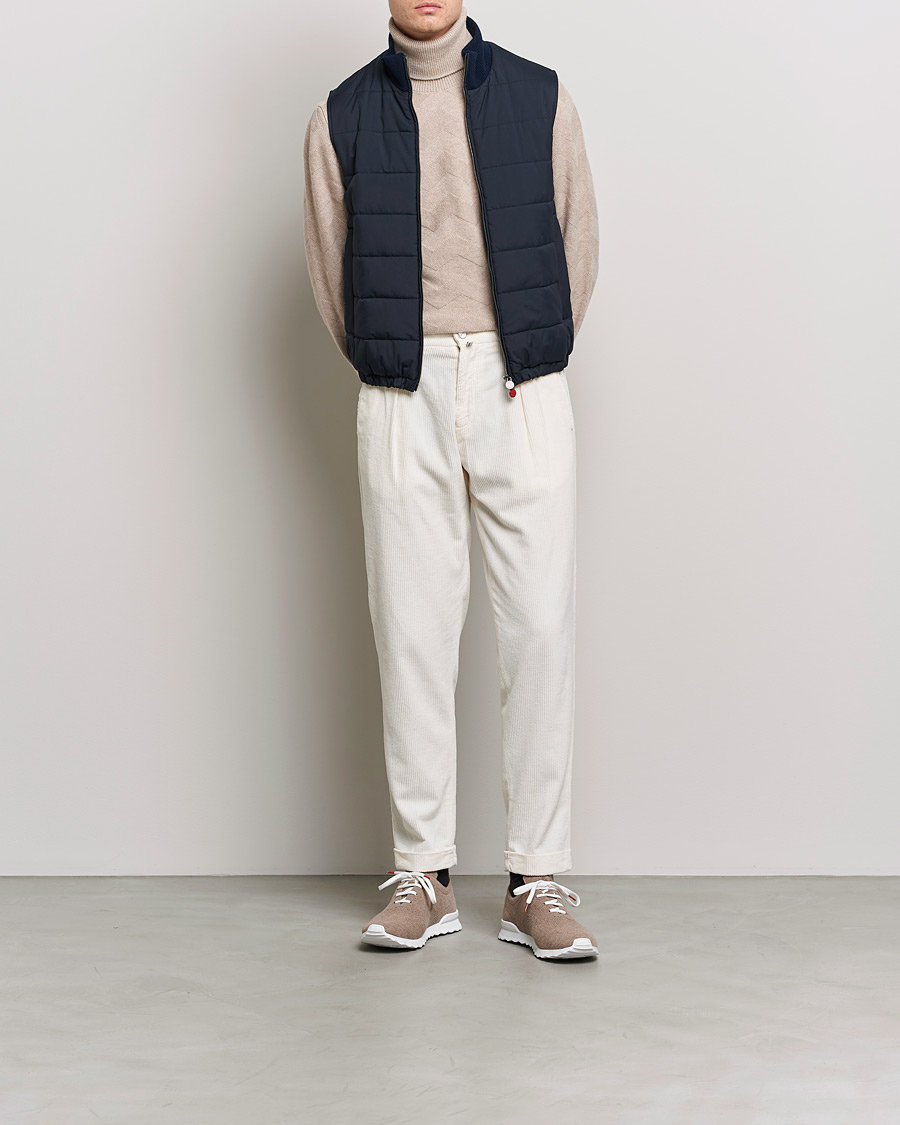 Men | Trousers | Kiton | Slim Fit Cashmere Corduroy Trousers Off White