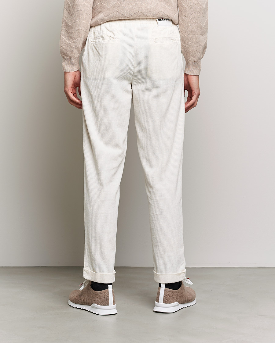 Men | Trousers | Kiton | Slim Fit Cashmere Corduroy Trousers Off White