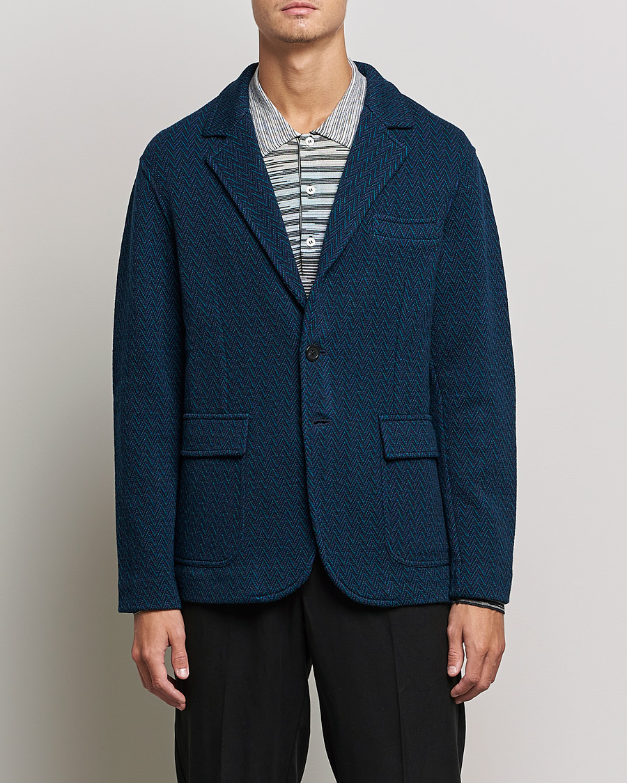 Men | Blazers | Missoni | Zig Zag Knitted Blazer Navy