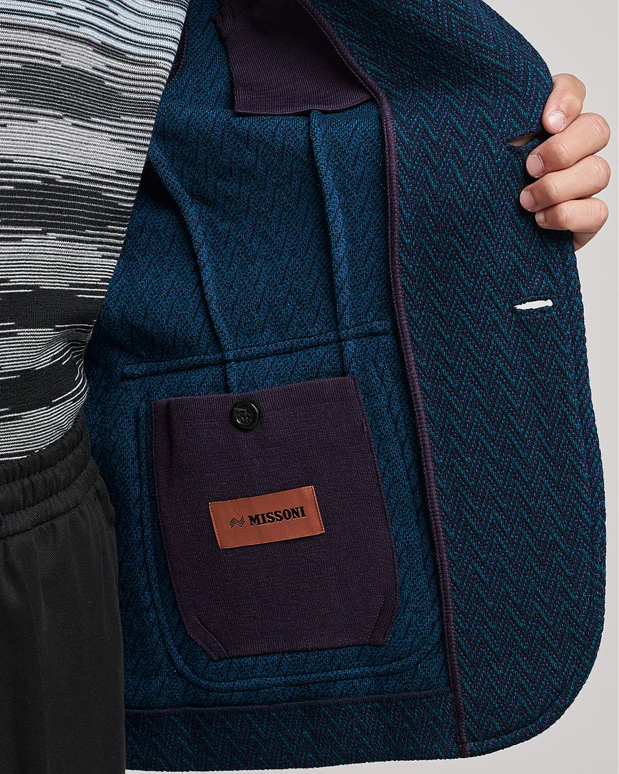 Men | Blazers | Missoni | Zig Zag Knitted Blazer Navy