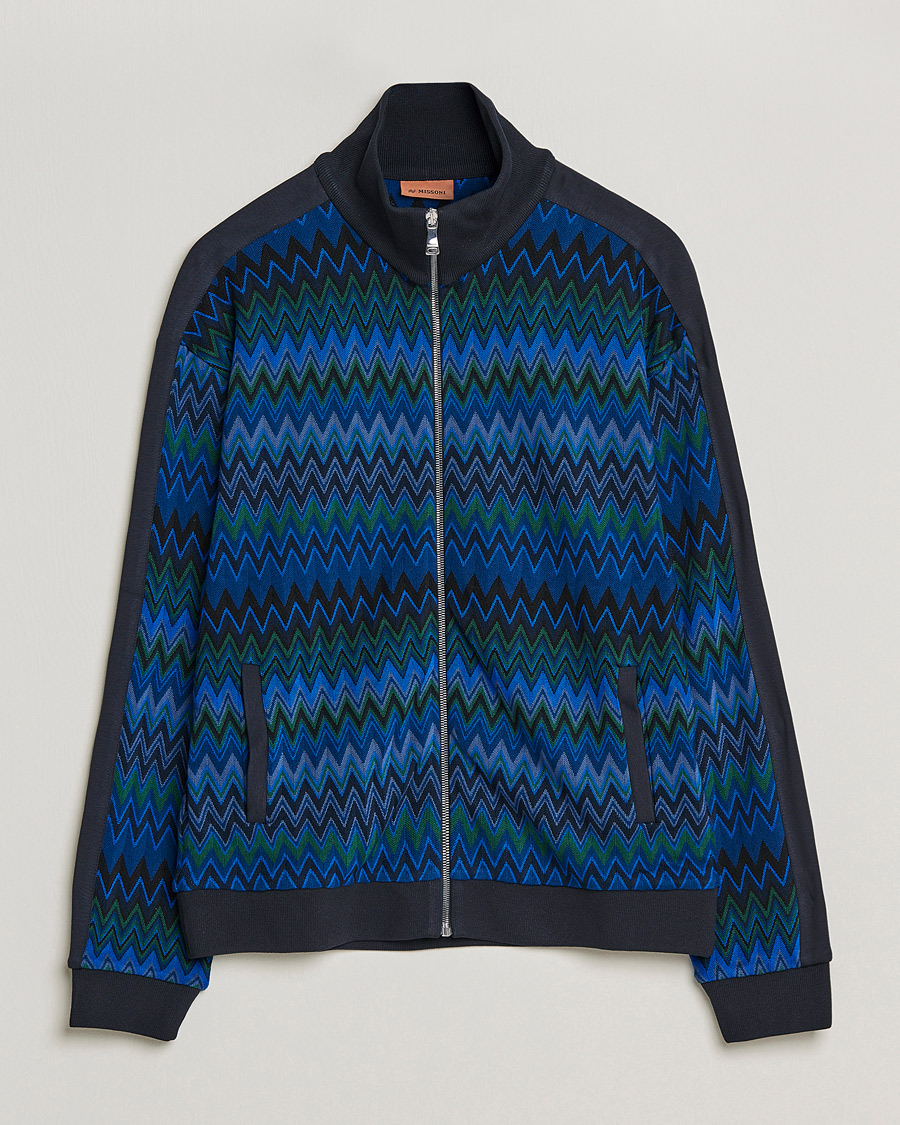 Men | Sweaters & Knitwear | Missoni | Chevron Full Zip Sweater Navy