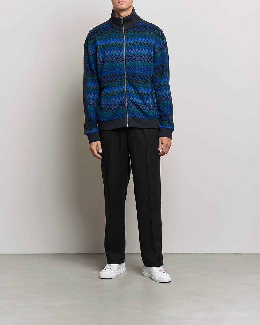 Men | Sweaters & Knitwear | Missoni | Chevron Full Zip Sweater Navy