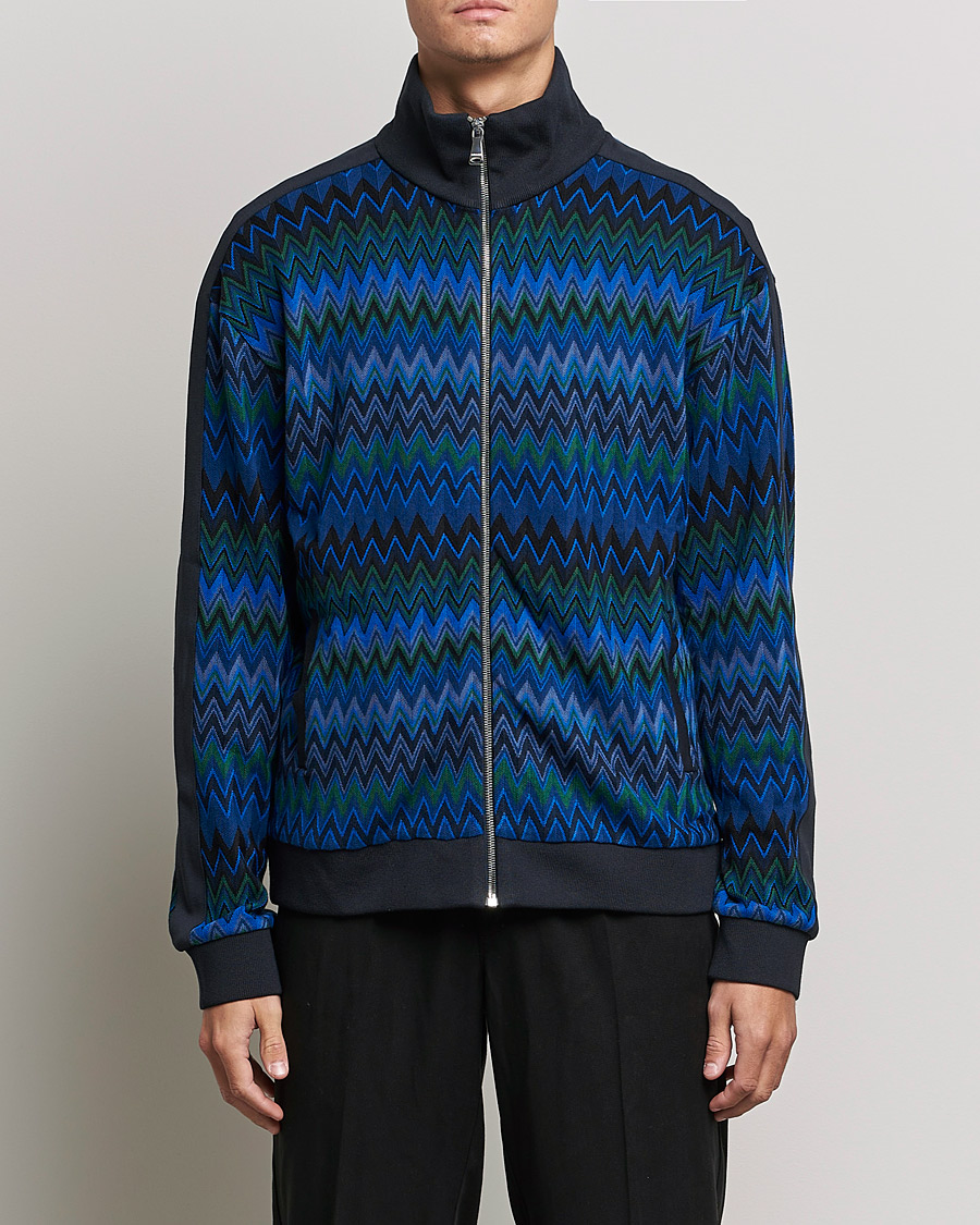 Men | Sweaters & Knitwear | Missoni | Chevron Full Zip Sweater Navy