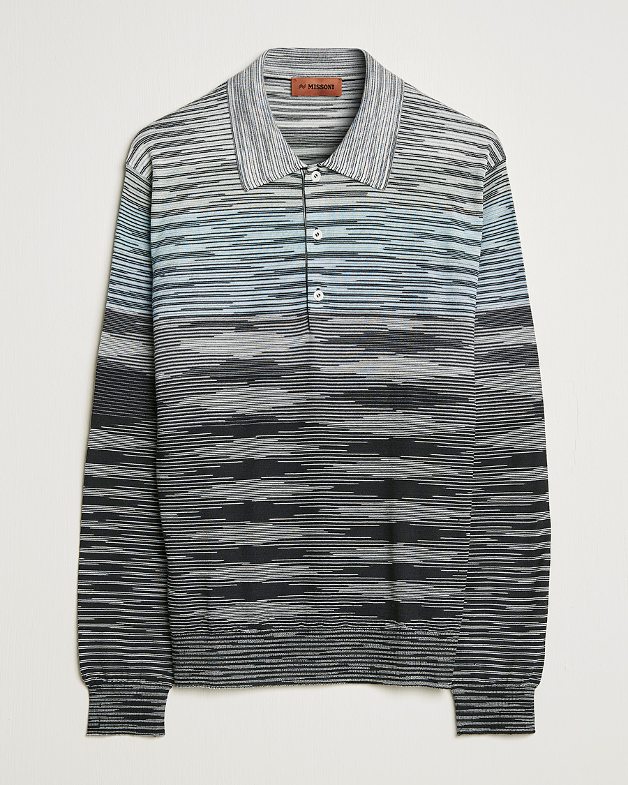 Men | Sweaters & Knitwear | Missoni | Fiammato Knitted Polo Blue/Grey