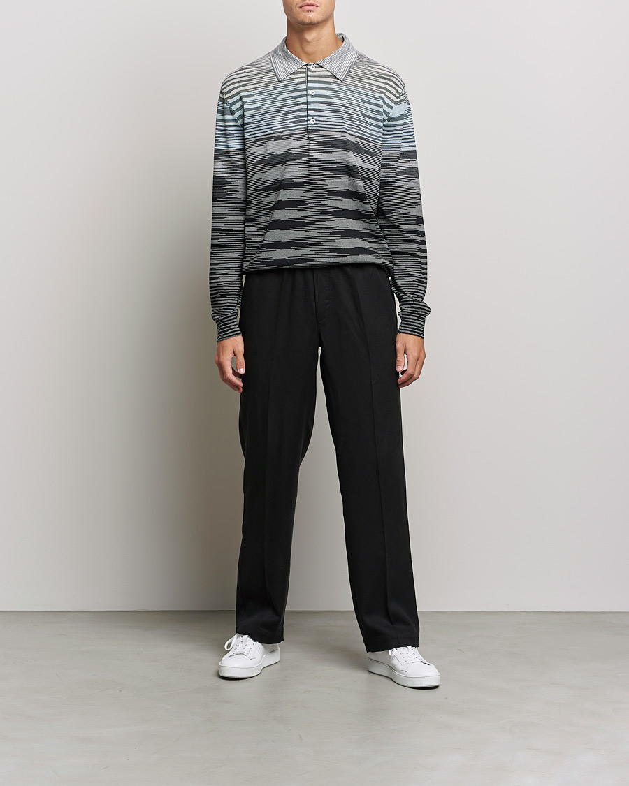 Men | Sweaters & Knitwear | Missoni | Fiammato Knitted Polo Blue/Grey