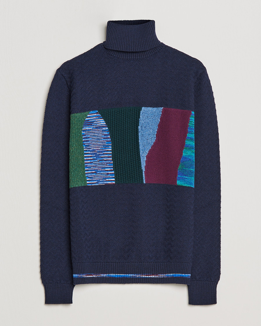 Men | Sweaters & Knitwear | Missoni | Patchwork Chevron Turtleneck Navy