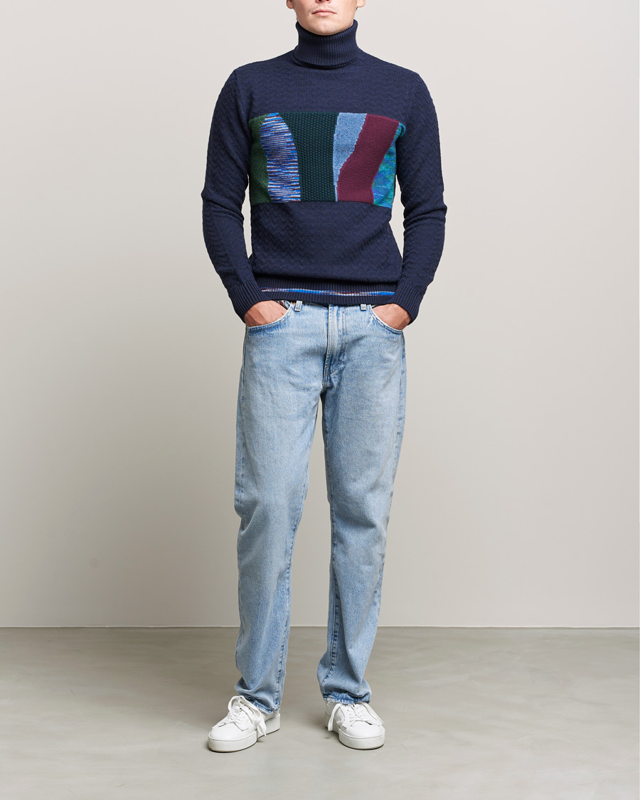 Men | Sweaters & Knitwear | Missoni | Patchwork Chevron Turtleneck Navy