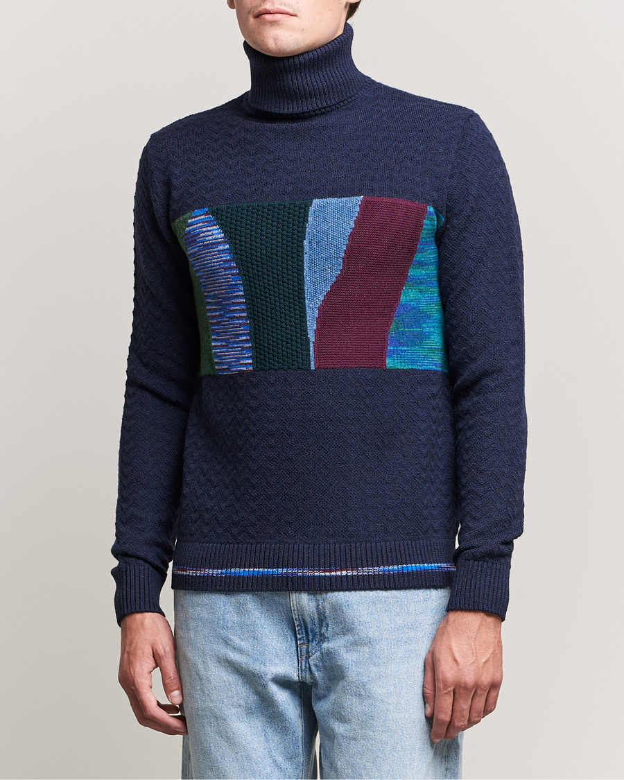 Men | Sweaters & Knitwear | Missoni | Patchwork Chevron Turtleneck Navy