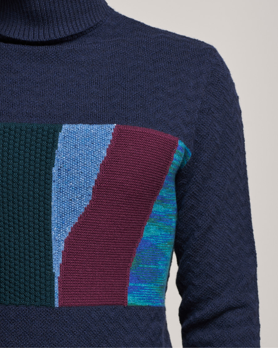 Men | Sweaters & Knitwear | Missoni | Patchwork Chevron Turtleneck Navy
