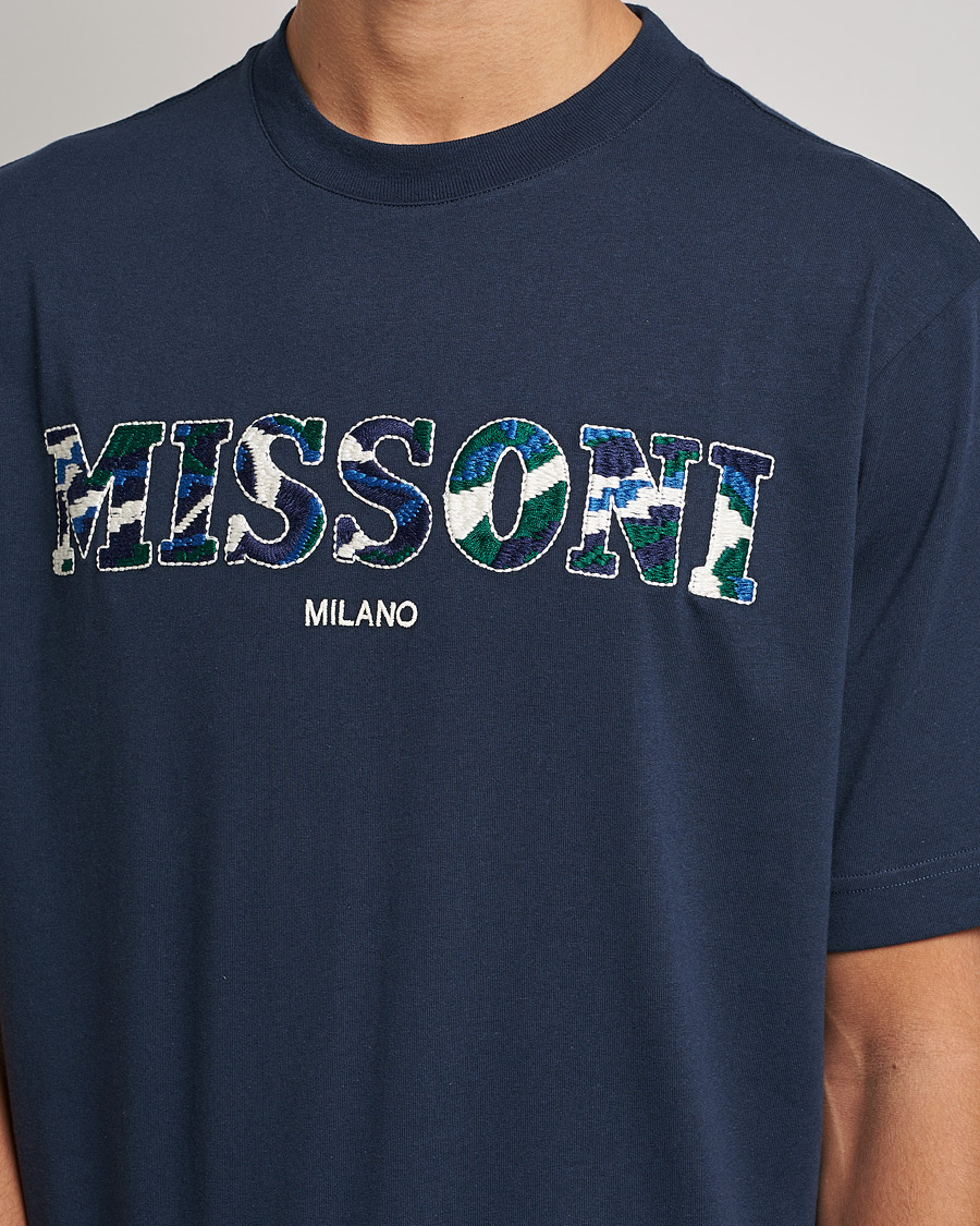 Men | T-Shirts | Missoni | Embroidered Logo T-Shirt Dark Blue