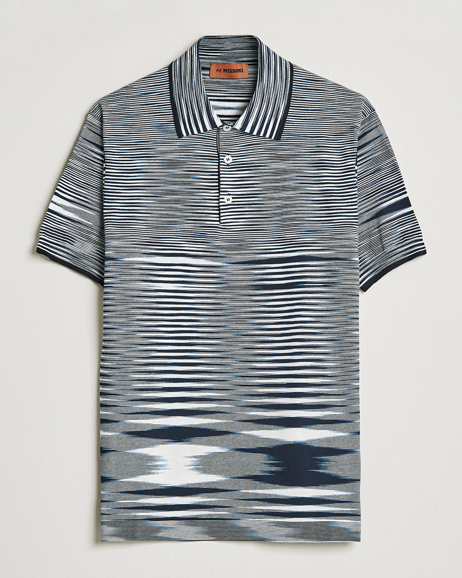 Men | Polo Shirts | Missoni | Fiammato Knitted Polo Navy/White