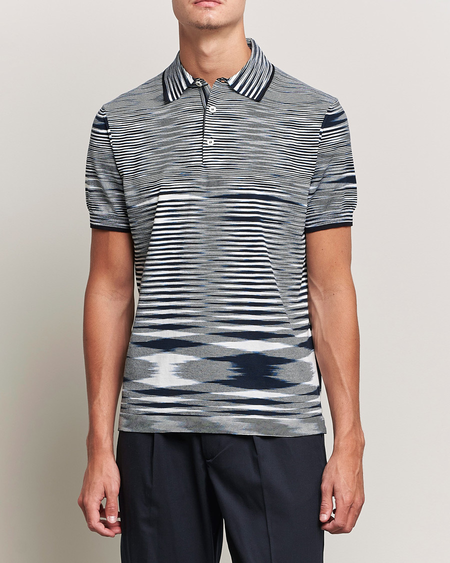 Missoni Fiammato Knitted Polo Navy/White at CareOfCarl.com