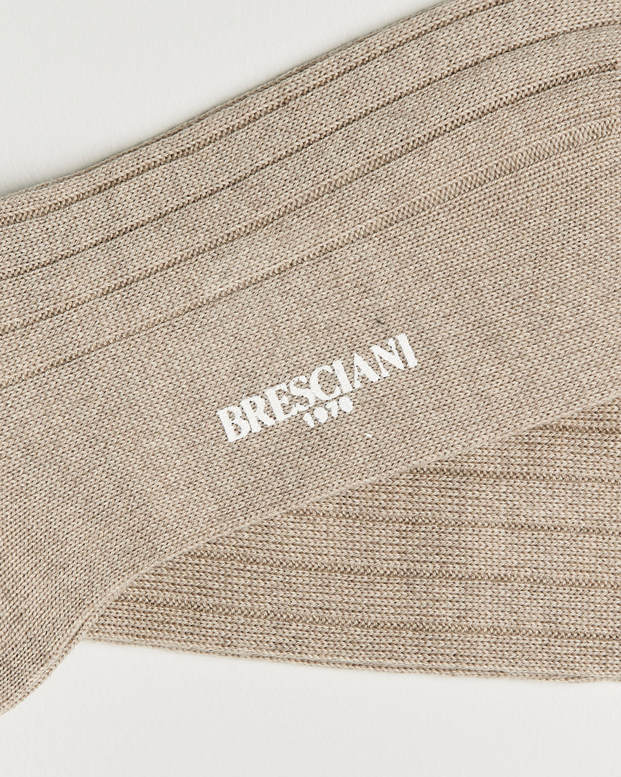 Men |  | Bresciani | Wool/Nylon Heavy Ribbed Socks Beige
