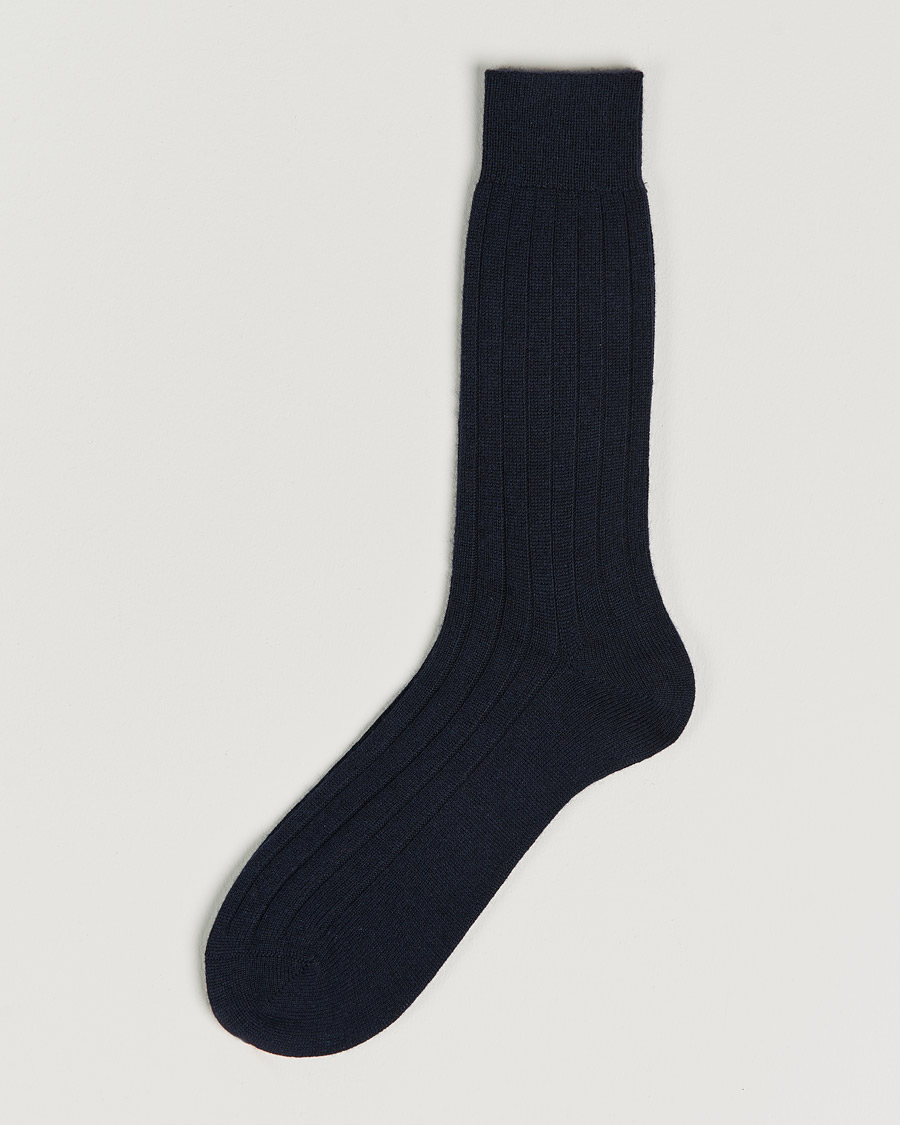 Men | Underwear & Socks | Bresciani | Pure Cashmere Ribbed Socks Navy