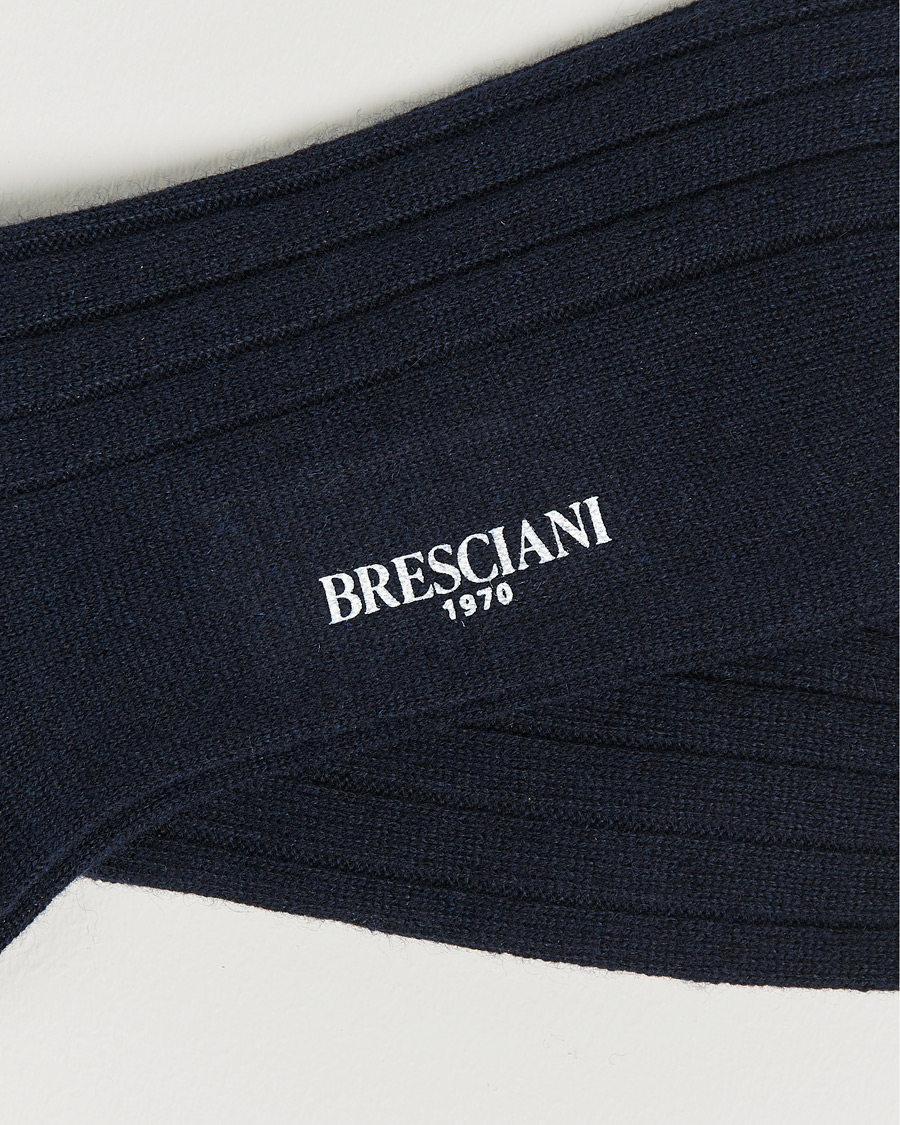 Men | Underwear & Socks | Bresciani | Pure Cashmere Ribbed Socks Navy