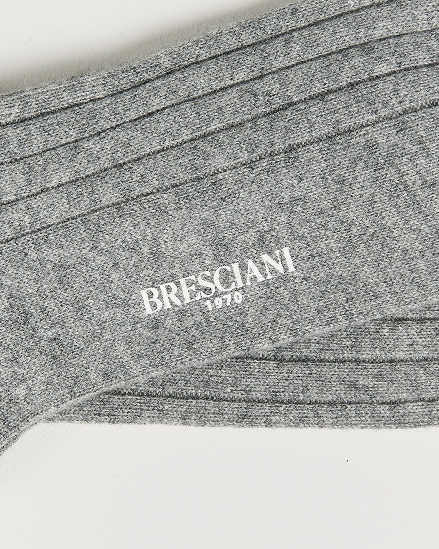 Men | Underwear & Socks | Bresciani | Pure Cashmere Ribbed Socks Light Grey