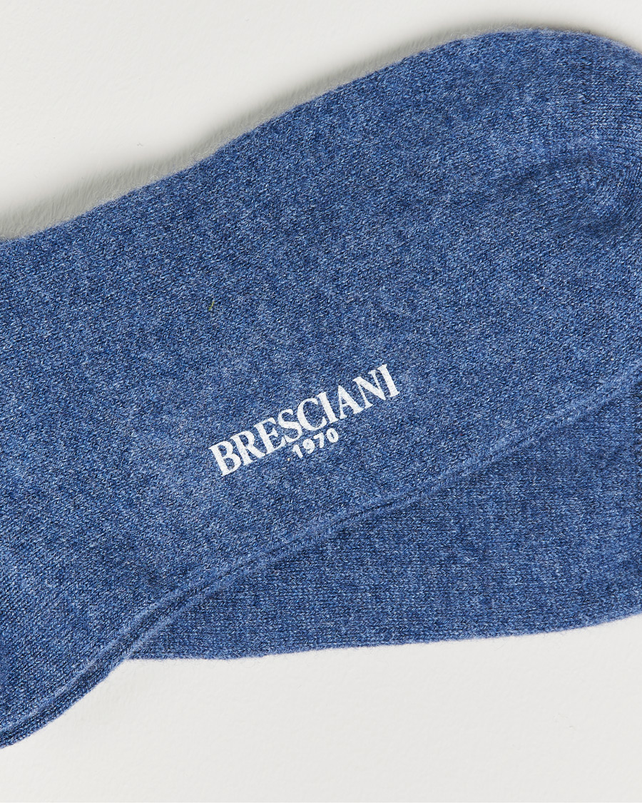 Men | Underwear & Socks | Bresciani | Pure Cashmere Socks Blue Melange