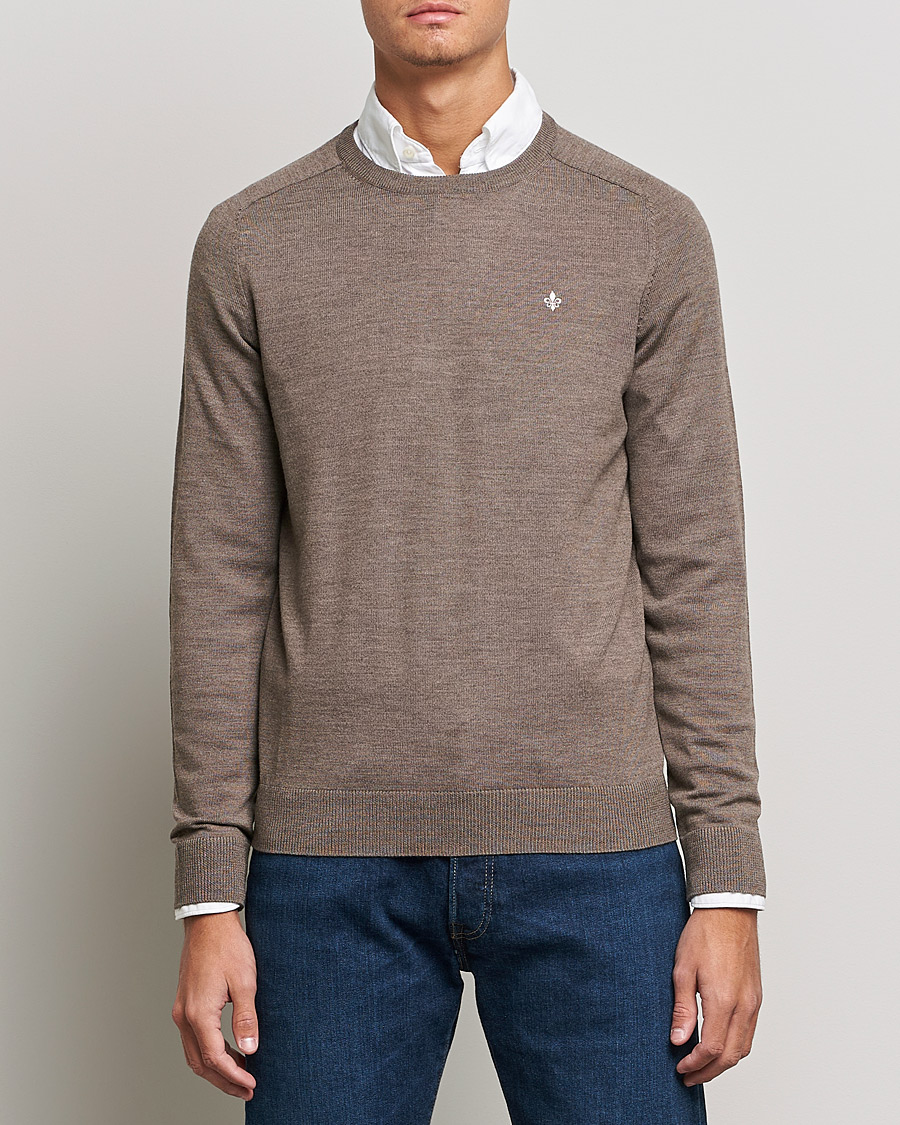 Men | Sweaters & Knitwear | Morris | Merino Crew Neck Pullover Brown