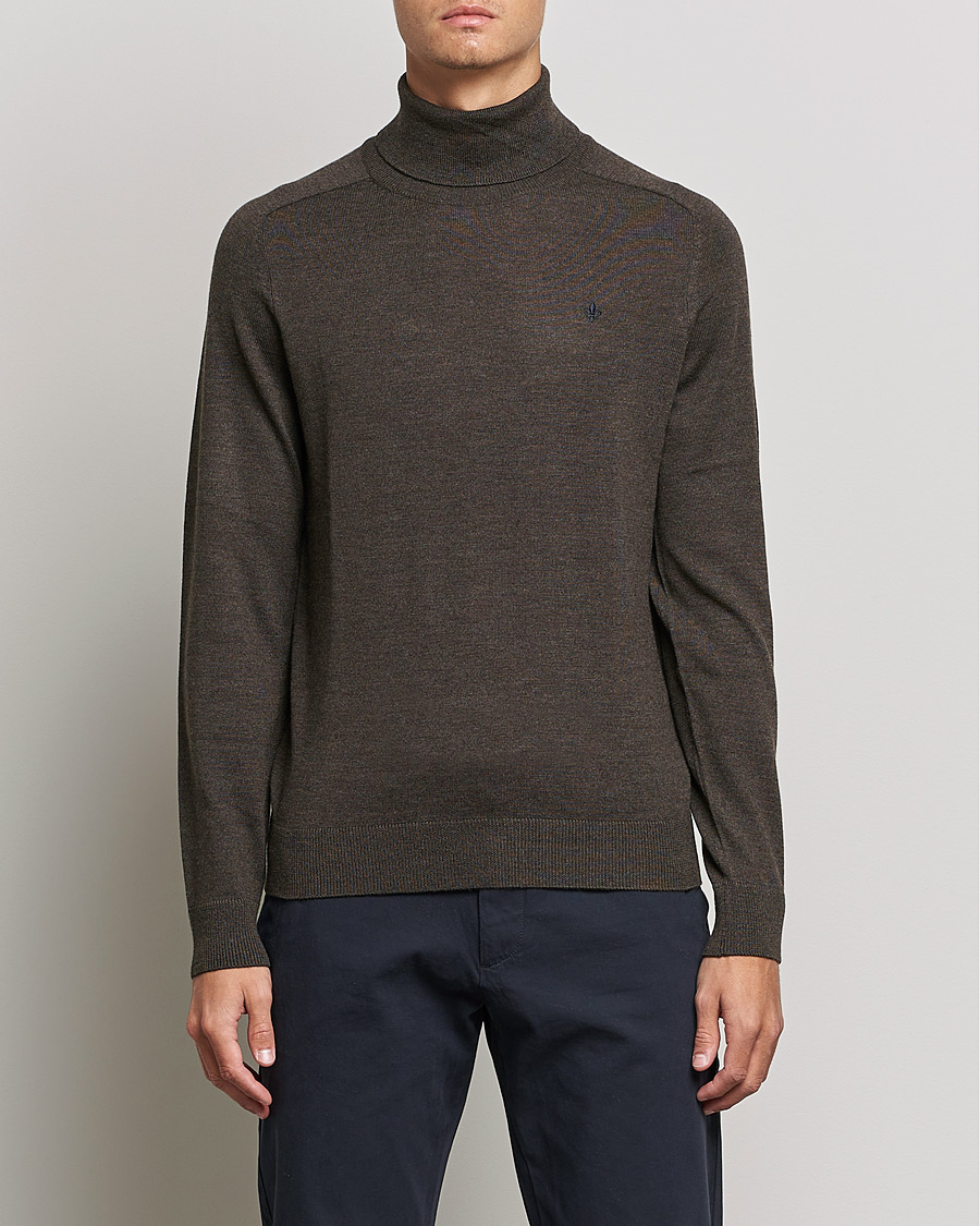 Men | Sweaters & Knitwear | Morris | Merino Rollneck Dark Brown Melange