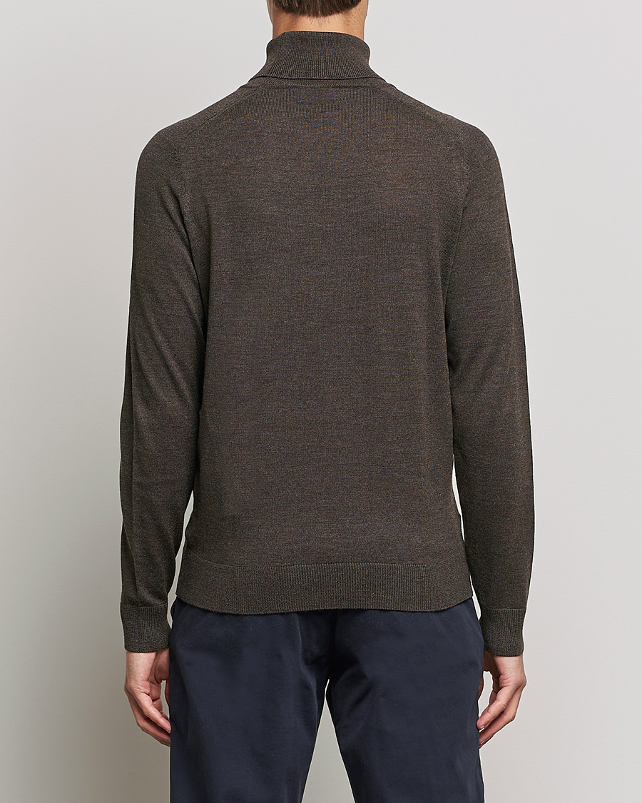 Men | Sweaters & Knitwear | Morris | Merino Rollneck Dark Brown Melange