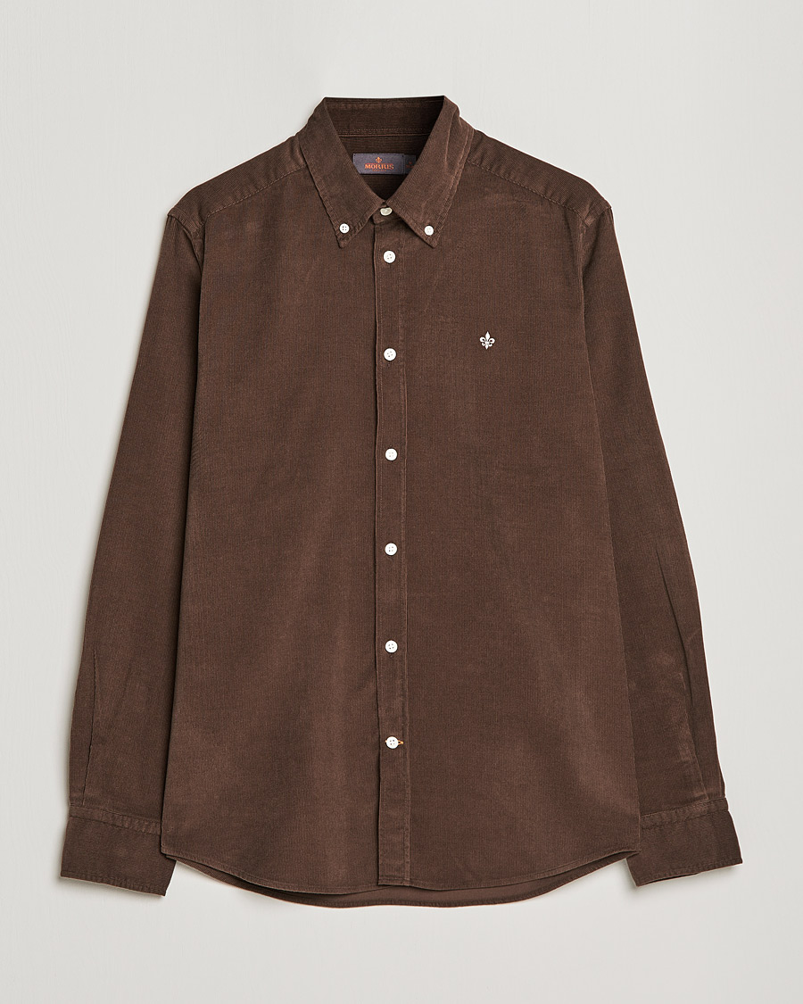 Men | Corduroy Shirts | Morris | Douglas Corduroy Button Down Shirt Dark Brown