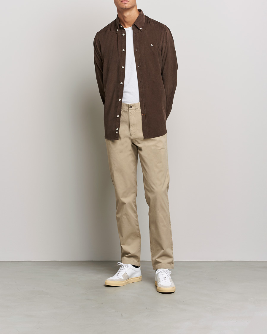 Men | Shirts | Morris | Douglas Corduroy Button Down Shirt Dark Brown