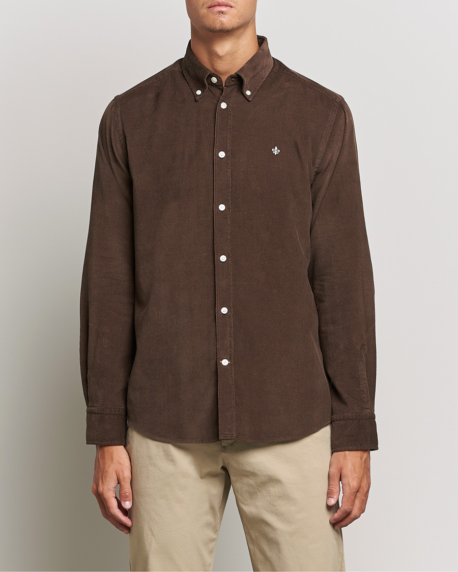 Men | Shirts | Morris | Douglas Corduroy Button Down Shirt Dark Brown