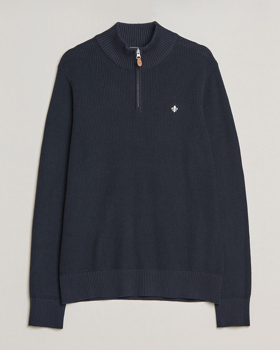 Men | Sweaters & Knitwear | Morris | Bernard Cotton Half Zip Blue