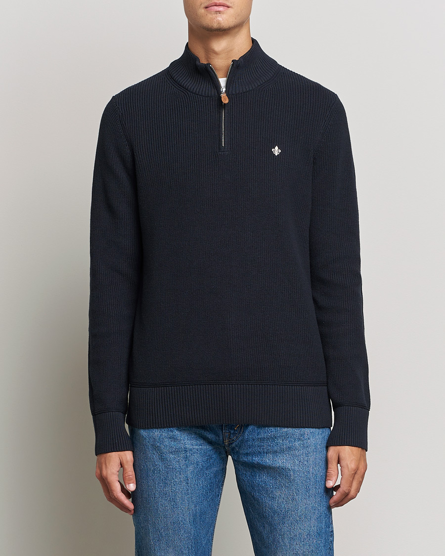 Men | Sweaters & Knitwear | Morris | Bernard Cotton Half Zip Blue