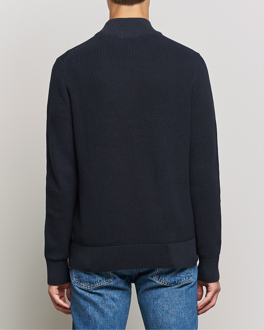 Men | Sweaters & Knitwear | Morris | Bernard Cotton Half Zip Blue