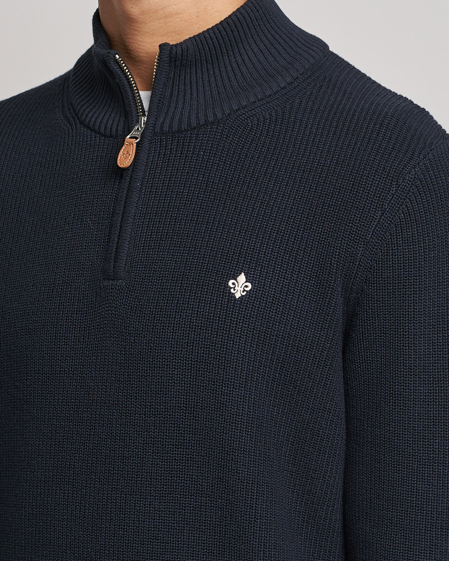 Men | Sweaters & Knitwear | Morris | Bernard Cotton Half Zip Blue