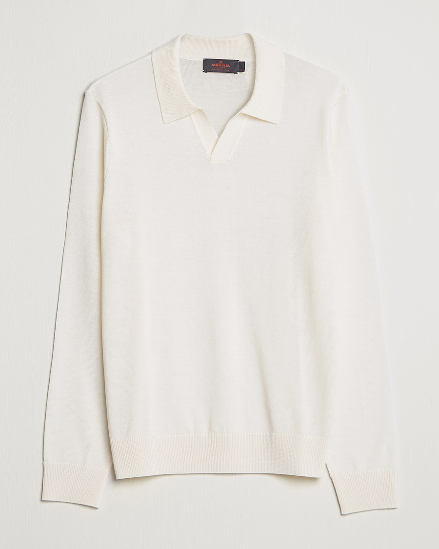 Men | Sweaters & Knitwear | Morris | Delon Merino Knitted Polo Shirt Off White