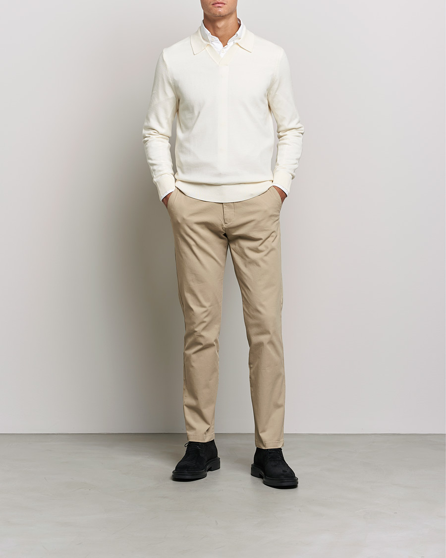 Men | Sweaters & Knitwear | Morris | Delon Merino Knitted Polo Shirt Off White