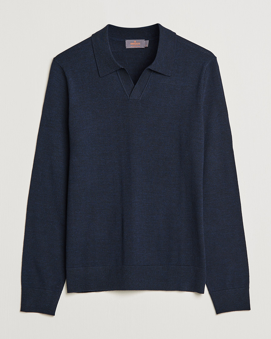 Men |  | Morris | Delon Merino Knitted Polo Shirt Navy