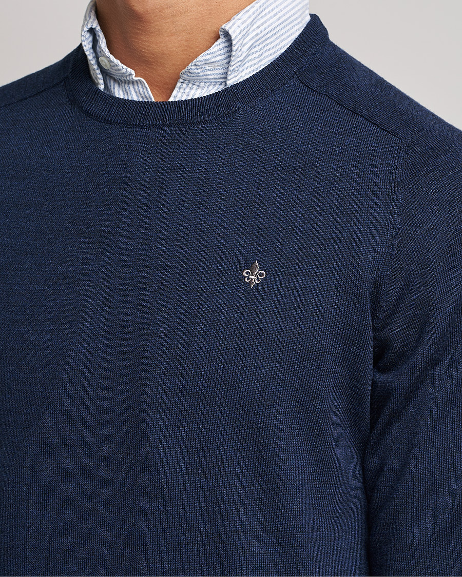 Men | Sweaters & Knitwear | Morris | Merino Crew Neck Pullover Blue