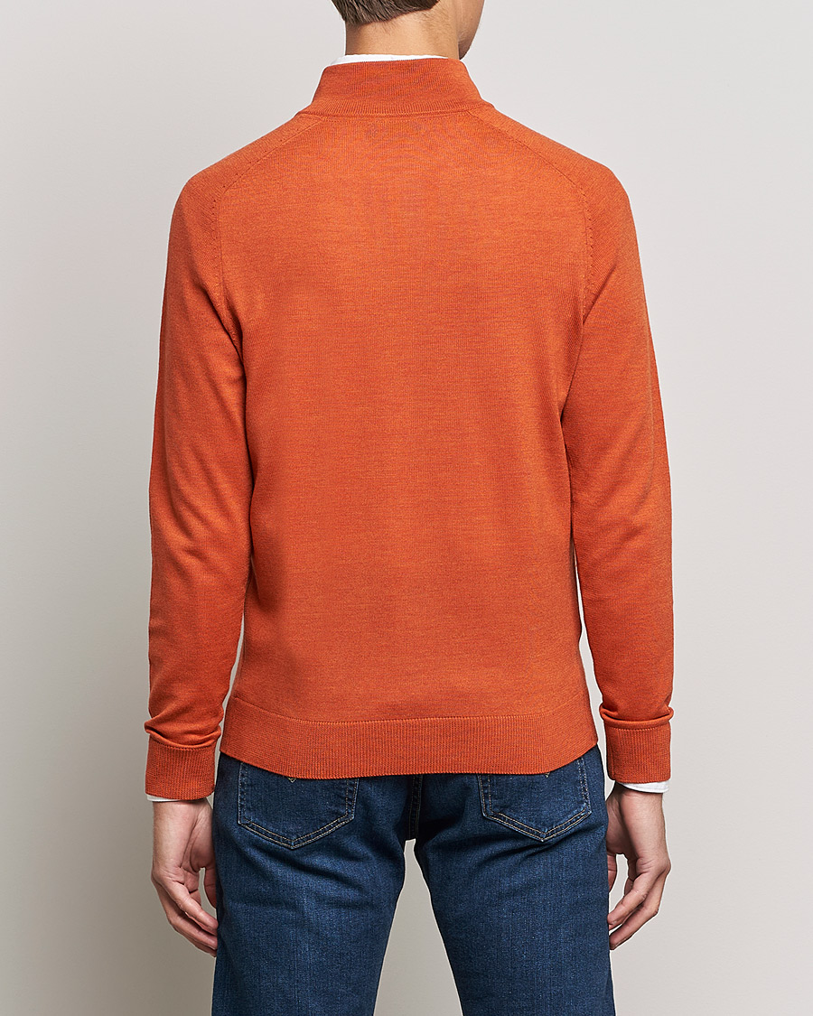 Men | Sweaters & Knitwear | Morris | John Merino Half Zip Orange