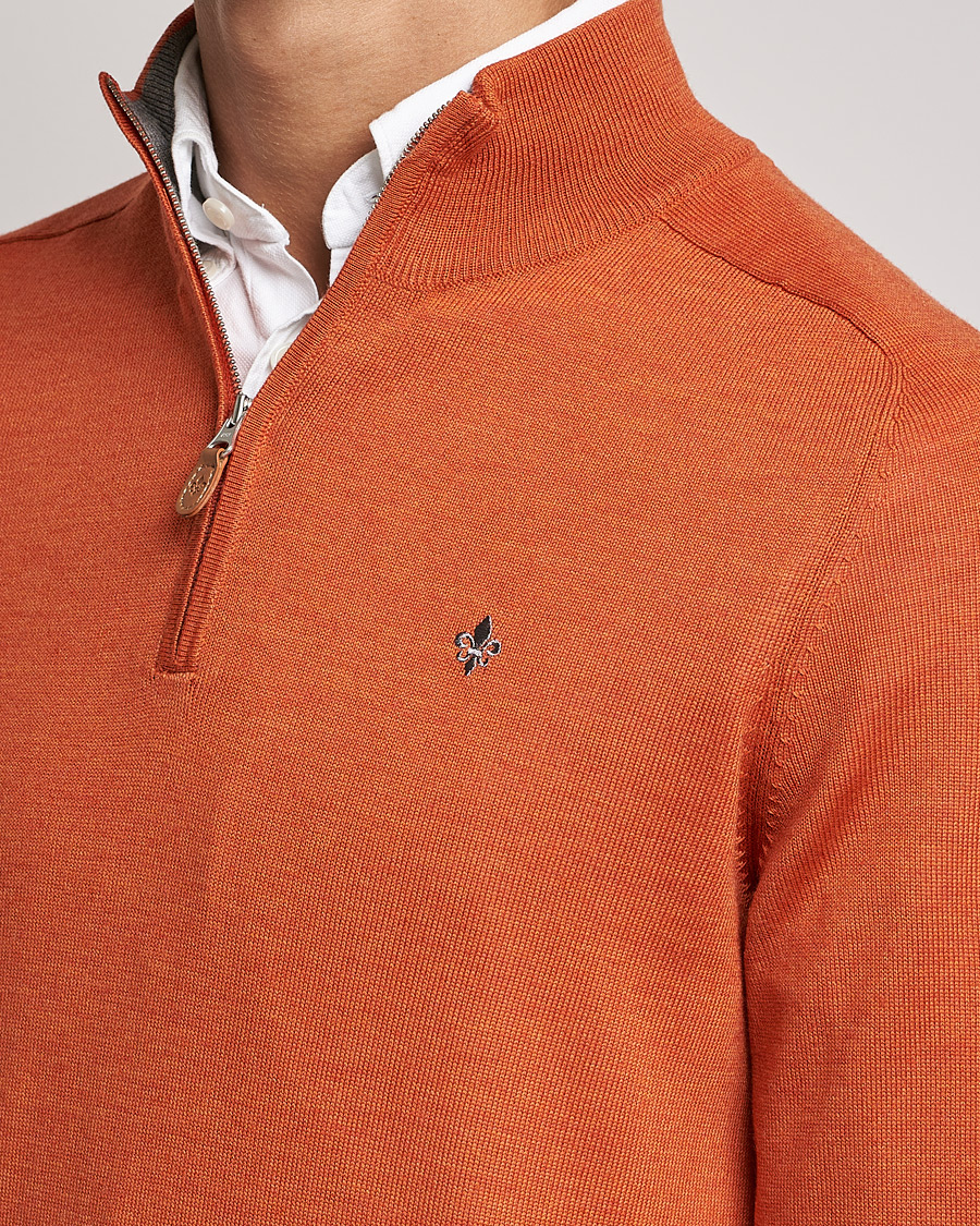 Men | Sweaters & Knitwear | Morris | John Merino Half Zip Orange