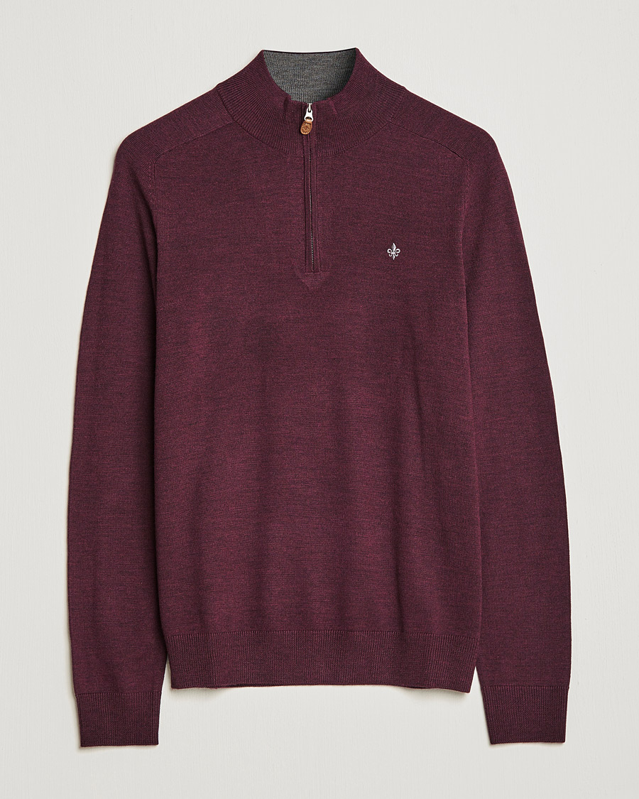 Men | Sweaters & Knitwear | Morris | John Merino Half Zip Burgundy