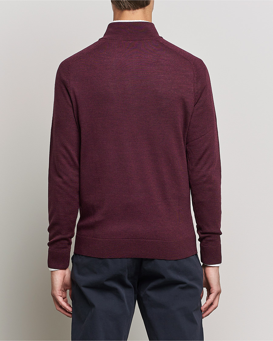 Men | Sweaters & Knitwear | Morris | John Merino Half Zip Burgundy