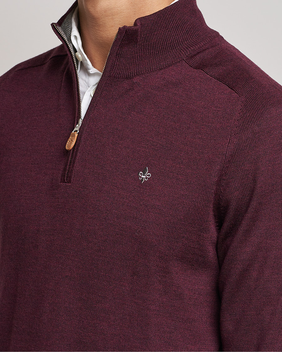 Men | Sweaters & Knitwear | Morris | John Merino Half Zip Burgundy