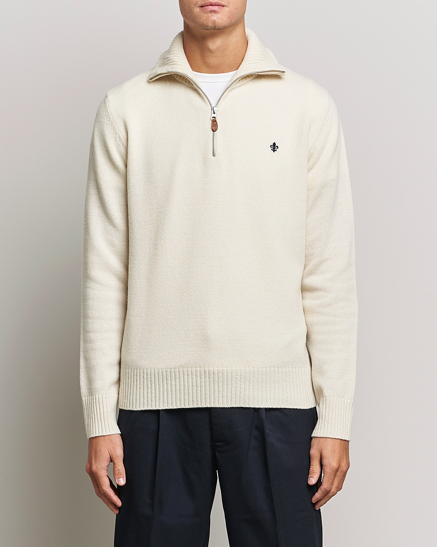 Men | Sweaters & Knitwear | Morris | Kieran Wool Half Zip Off White